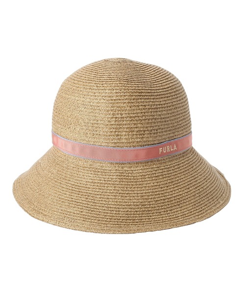 FURLA麦わら帽子/ストローハット/サイズ調節可/ポリエステル/GRY/無地 FURLA 「FURLA」 ストローハット - グレー レディース
