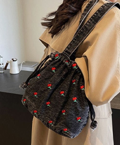 ハンドバッグ チェリー柄 巾着風デニムバッグ : ZOZOTOWN Yahoo!店