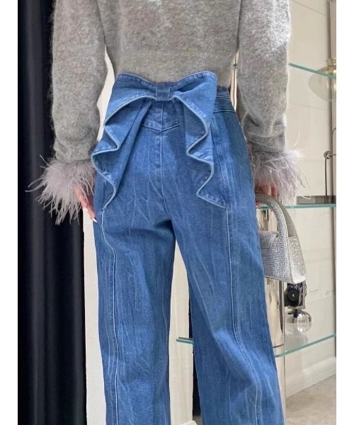 バックリボンデニムパンツ ⚠️本日まで ジーンズ デニム デニムパンツ バックリボンデニムパンツ