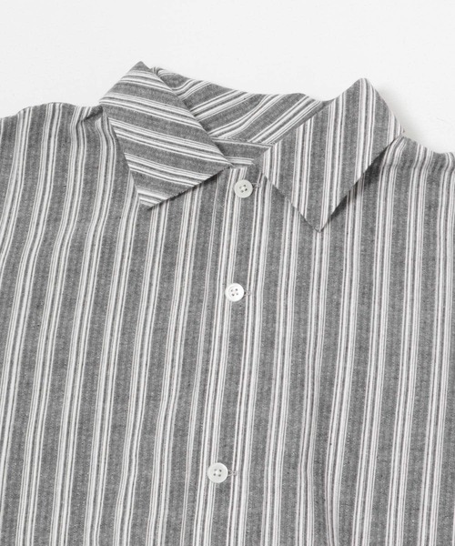 COLUMN オープンカラーストライプシャツ ストライプオープンカラーワークシャツ[Navy] – Noen