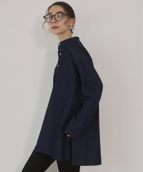 ブラウス シャツ デニム チュニック シャツ レディース Tiaclasse ブラウス シャツ 「洗える」デニムチュニックブラウス