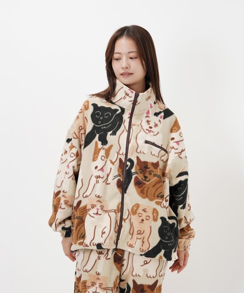 コート アウター “CAT”＆“DOG” norahi フリースジャケット レディース