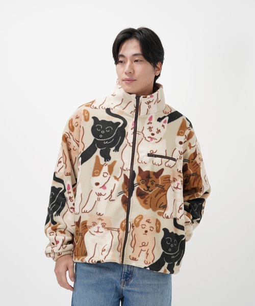 コート アウター “CAT”＆“DOG” norahi フリースジャケット レディース