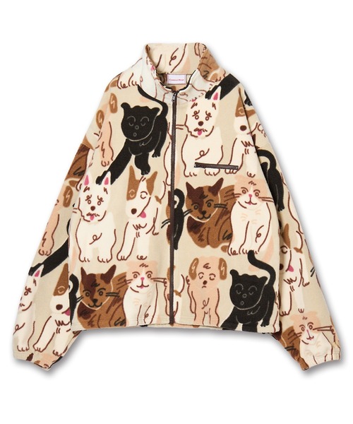 コート アウター “CAT”＆“DOG” norahi フリースジャケット レディース