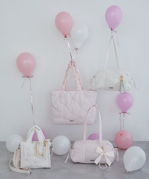 Maison de FLEUR トートバッグ リボン刺繍パファートートバッグ