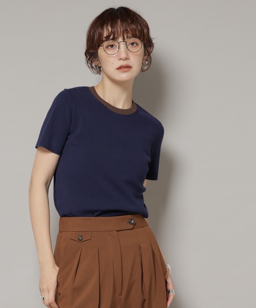 tシャツ コンパクト総針ニットトップス レディース | NANO universe