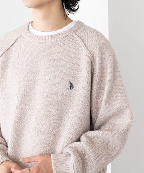 美品　ポロバイラルフローレン　ウールクルーネックセーター　厚手　ポニー刺繍 美品 ポロバイラルフローレン ウールクルーネックセーター 厚手 ポニー刺繍
