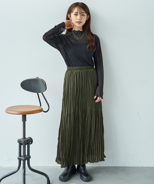 mil スカート ワッシャーサテン ロングスカート「588098