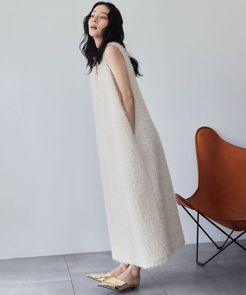 ELFRANK ジャンパースカート 「2025AW」シープボア Vネック ジャンパー