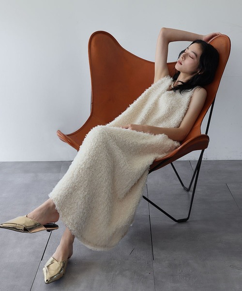 ELFRANK シープボアVネックジャンパースカート　ワンピース エルフランク ELFRANK シープボアVネックジャンパースカート