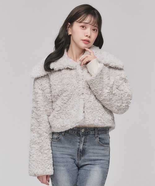 fupel コート アウター short length poodle fur coat / ショート丈