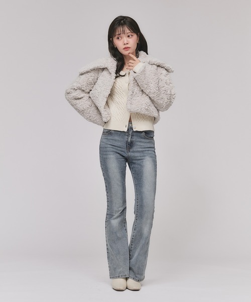 fupel コート アウター short length poodle fur coat / ショート丈