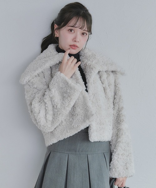 fupel コート アウター short length poodle fur coat / ショート丈
