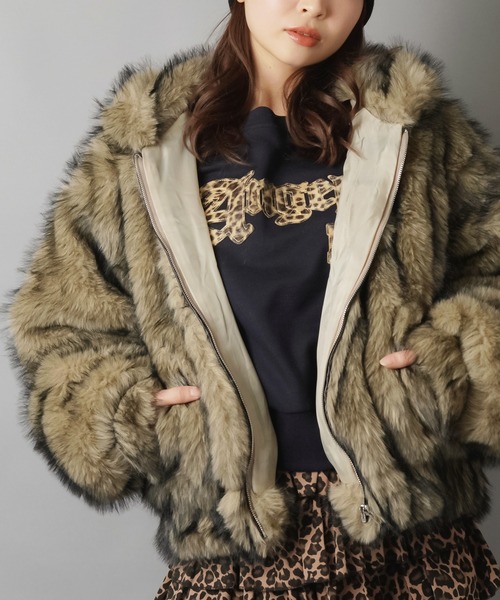 SPINNS ブルゾン アウター フェイクファーブルゾン/コート/フード付き