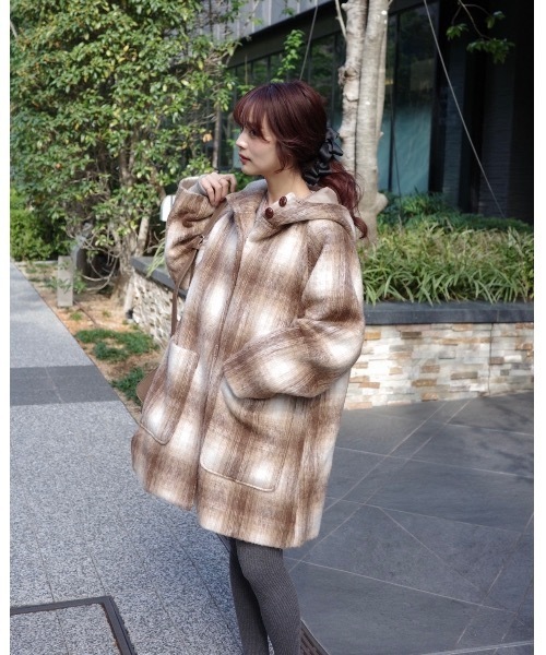 JUMELLE（ジュメロ） ピーコート pコート シャギーチェックコート