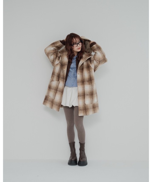 JUMELLE（ジュメロ） ピーコート pコート シャギーチェックコート 