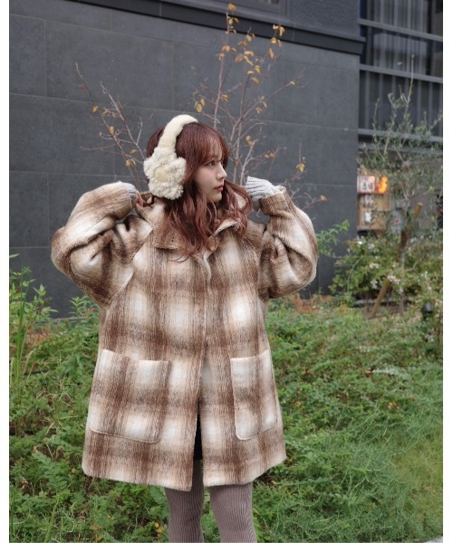 JUMELLE（ジュメロ） ピーコート pコート シャギーチェックコート