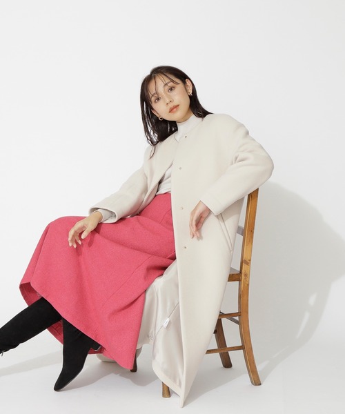 「NATURAL BEAUTY BASIC」 ノーカラーコート MEDIUM ベージュ レディース_画像5