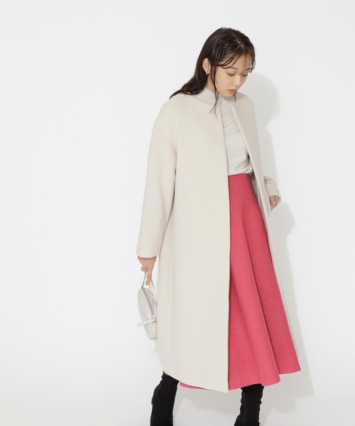 「NATURAL BEAUTY BASIC」 ノーカラーコート MEDIUM ベージュ レディース_画像6