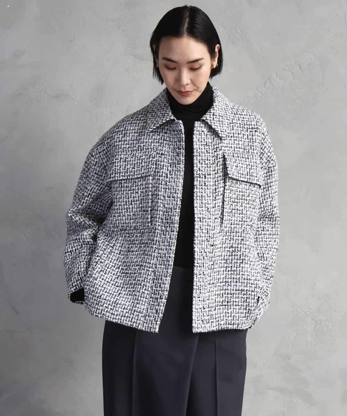 ミッシェルクラン（MICHEL ）/ファンシーツイードCPOジャケット MICHEL KLEIN（ミッシェルクラン） コート アウター ファンシー