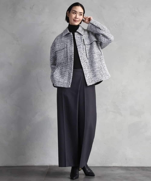 ミッシェルクラン（MICHEL ）/ファンシーツイードCPOジャケット MICHEL KLEIN（ミッシェルクラン） コート アウター ファンシー