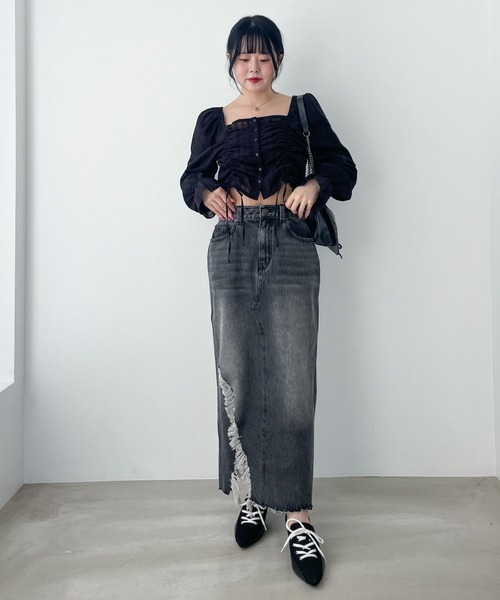 「Heather」 長袖ブラウス FREE ブラック レディース_画像7