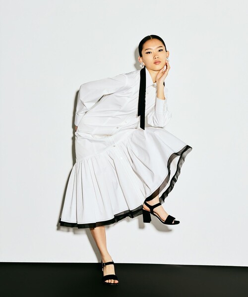 ワンピース 「LOULOU WILLOUGHBY」メモリーツイルティアードシャツワンピース_4