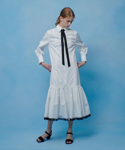 ワンピース 「LOULOU WILLOUGHBY」メモリーツイルティアードシャツワンピース_7