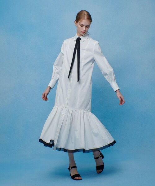 ワンピース 「LOULOU WILLOUGHBY」メモリーツイルティアードシャツワンピース_8