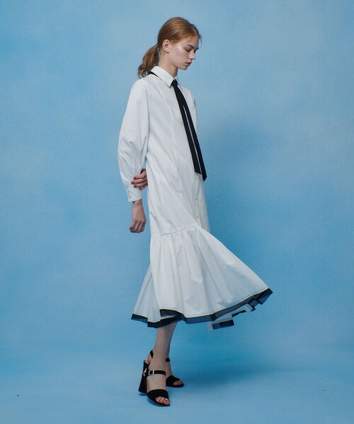 ワンピース 「LOULOU WILLOUGHBY」メモリーツイルティアードシャツワンピース_9