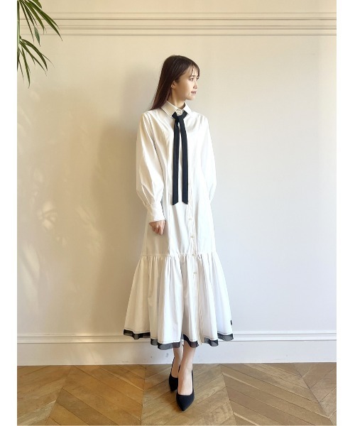 ワンピース 「LOULOU WILLOUGHBY」メモリーツイルティアードシャツワンピース_14