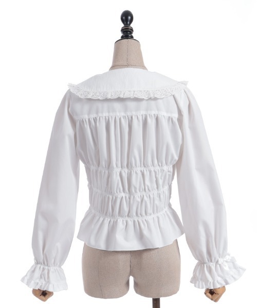 axes femme POETIQUE ブラウス シャツ シャーリングフリル丸襟ブラウス