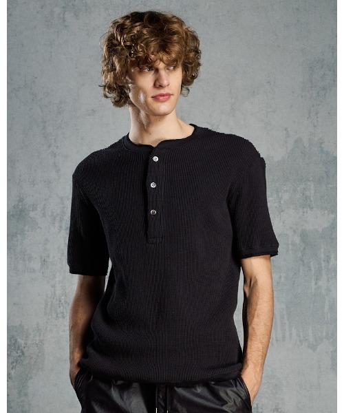 wjk ヘンリーネック tシャツ waffle henley S/S メンズ : ZOZOTOWN
