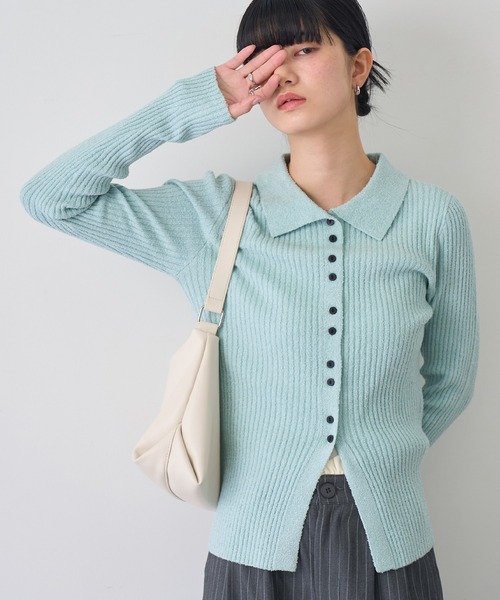 NOGLE カーディガン 「NOGLE/ノグル」サマーブークレリブニットポロ