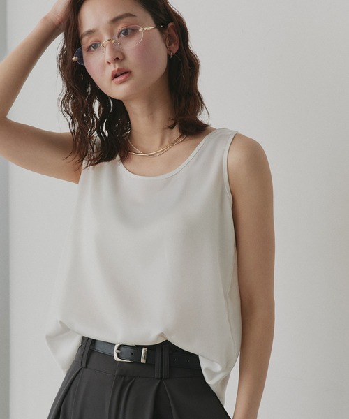 ad thie（アドティエ） タンクトップ ノースリーブ シルキー サテン