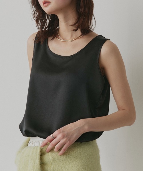 ad thie（アドティエ） タンクトップ ノースリーブ シルキー サテン
