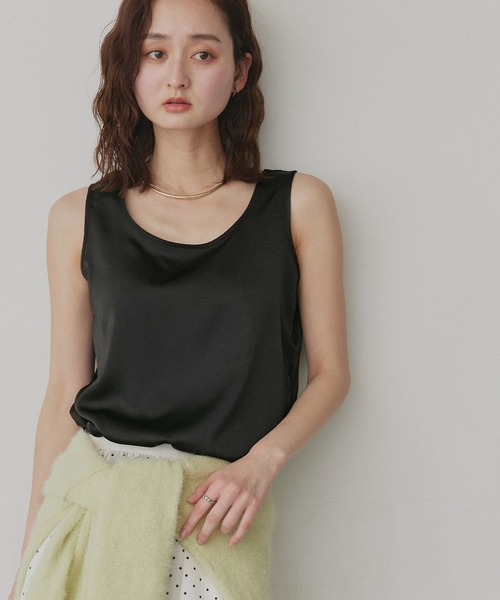 ad thie（アドティエ） タンクトップ ノースリーブ シルキー サテン
