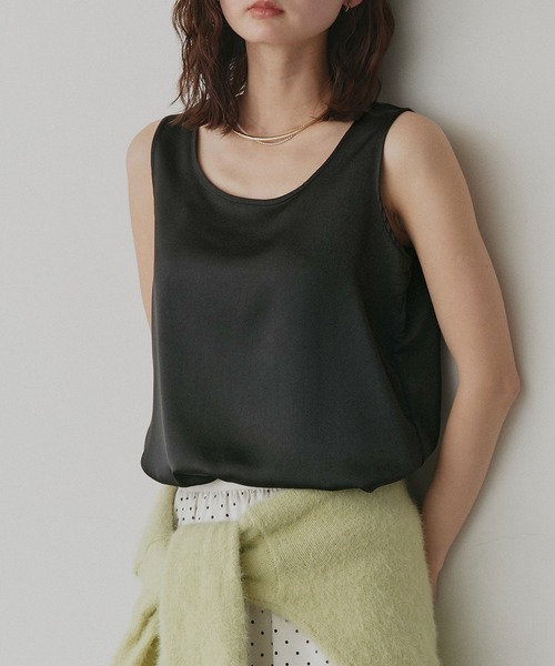 ad thie（アドティエ） タンクトップ ノースリーブ シルキー サテン