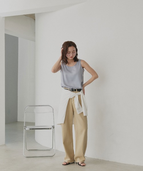 ad thie（アドティエ） タンクトップ ノースリーブ シルキー サテン