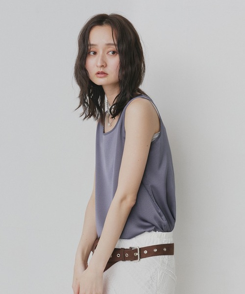 ad thie（アドティエ） タンクトップ ノースリーブ シルキー サテン