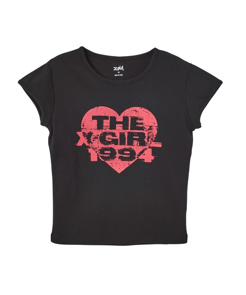 X-girl（エックスガール） tシャツ GRUNGE HEART S/S BABY TEE