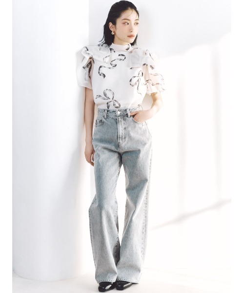 SNIDEL（スナイデル） ブラウス シャツ 半袖 Sustainableリボンライク