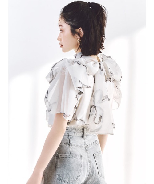 SNIDEL（スナイデル） ブラウス シャツ 半袖 Sustainableリボンライク