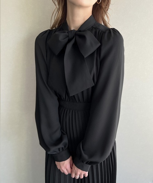 「junoah」 長袖ワンピース MEDIUM ブルーグレー レディース_画像2