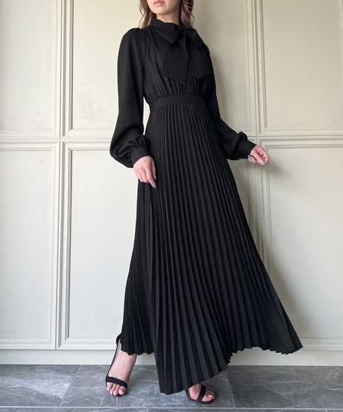 「junoah」 長袖ワンピース MEDIUM ブルーグレー レディース_画像3