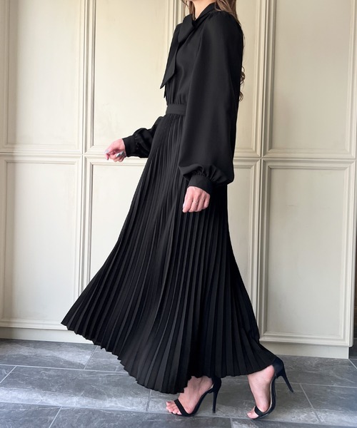 「junoah」 長袖ワンピース MEDIUM ブルーグレー レディース_画像4