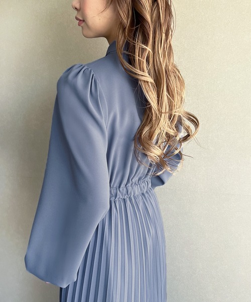 「junoah」 長袖ワンピース MEDIUM ブルーグレー レディース_画像5