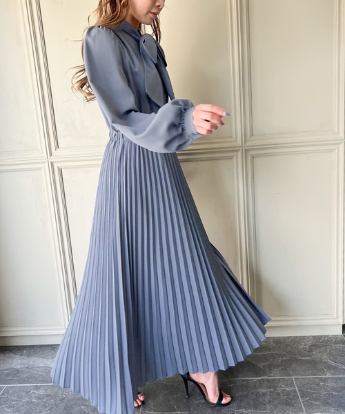 「junoah」 長袖ワンピース MEDIUM ブルーグレー レディース_画像6