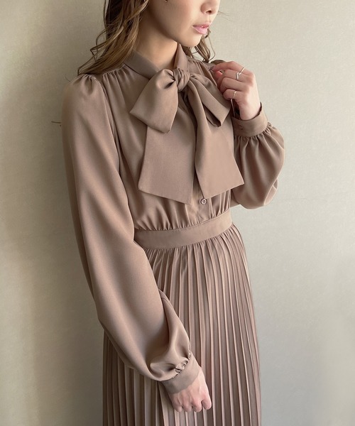 「junoah」 長袖ワンピース MEDIUM ブルーグレー レディース_画像8