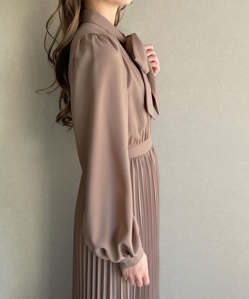「junoah」 長袖ワンピース MEDIUM ブルーグレー レディース_画像9